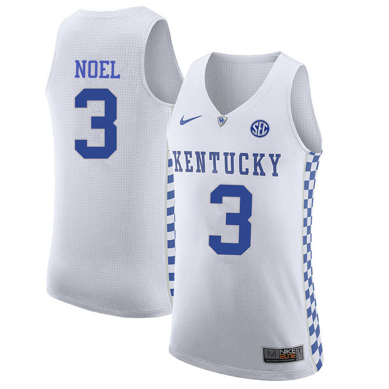 Men Kentucky Wildcats #3 Nerlens Noel College Basketball Jerseys-White